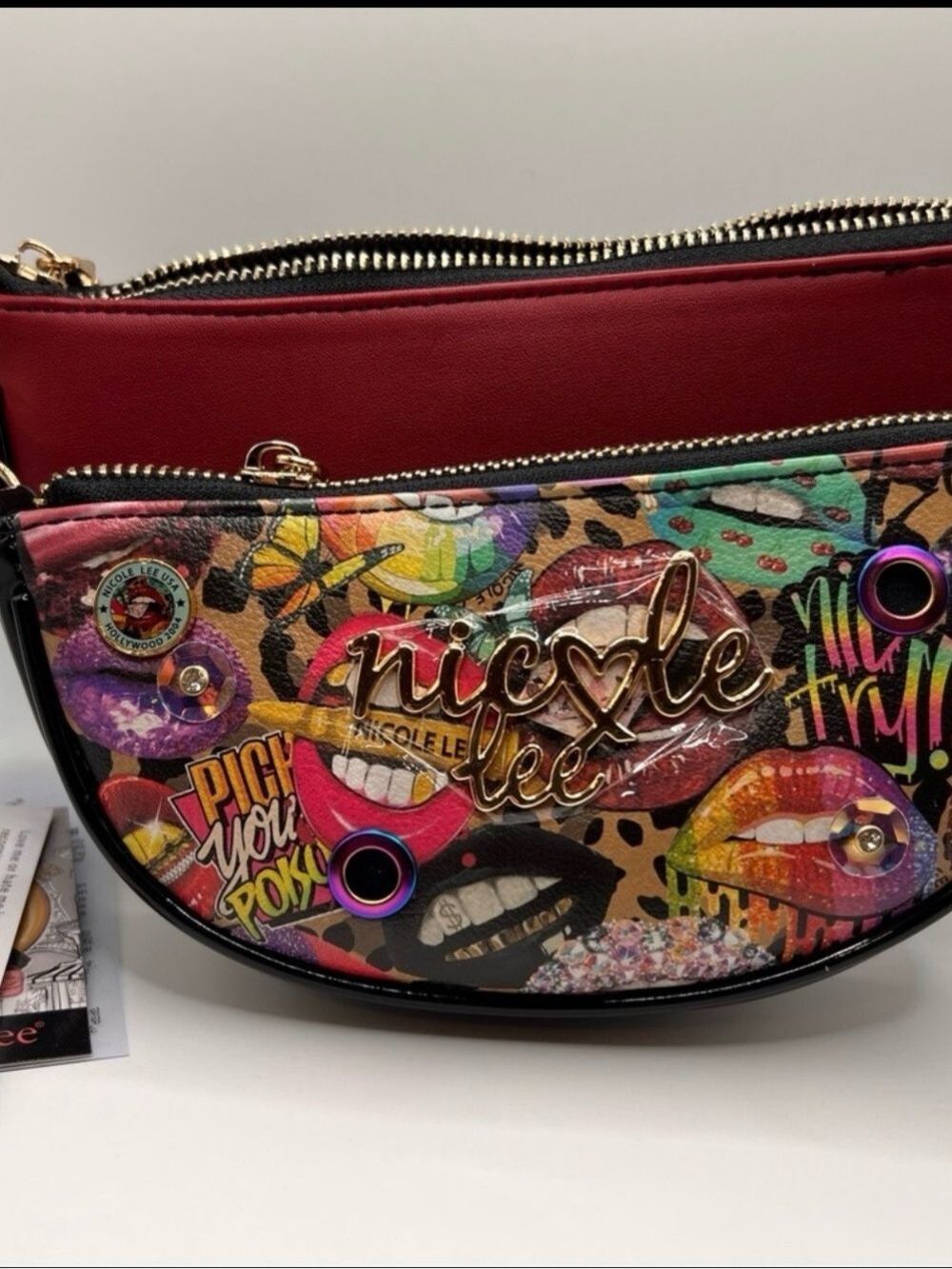 Nicole Lee Graphic Crossbody Bag 3-Way Convertible NWT